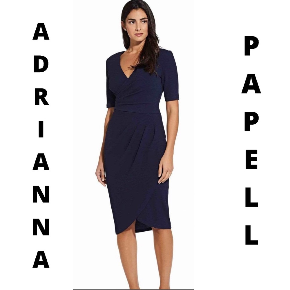 Adrianna Papell Plunging V Neck Sheath Dress